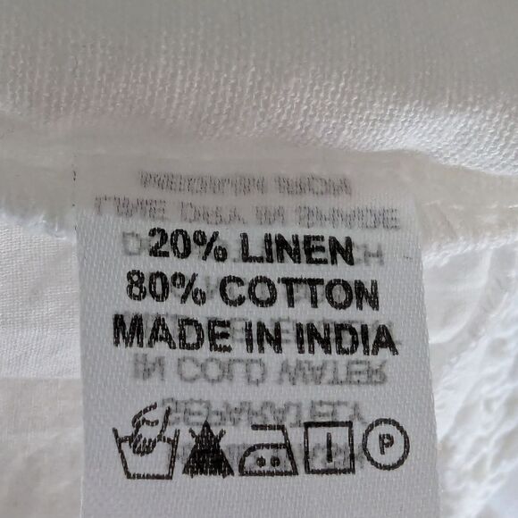 MELISSA ODABASH Paige Linen Cotton Blend Ruffled Balloon Sleeve Wrap Dress Sz L - Picture 9 of 12